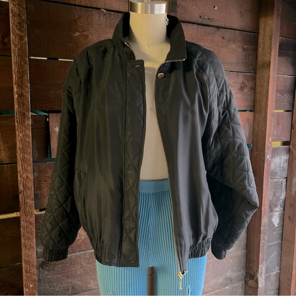 90s Black Silk Jacket - Picture 1 of 6